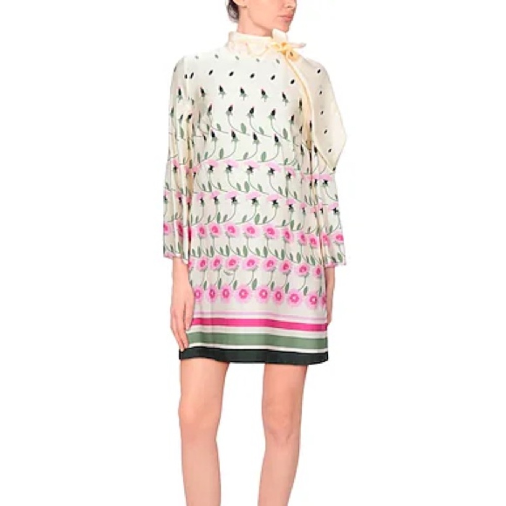 NWT VALENTINO GARAVANI Ecru floral Printed silk-twill mini dress. Medium (IT 40) - Picture 3 of 11